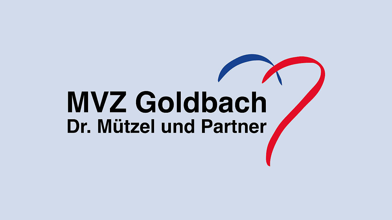Logo des MVZ Goldbach Dr. Mützel und Partner mit Herzsymbol Logo des MVZ Goldbach Dr. Mützel und Partner mit Herzsymbol – 30 Jahre im Dienst der Herz-Patienten